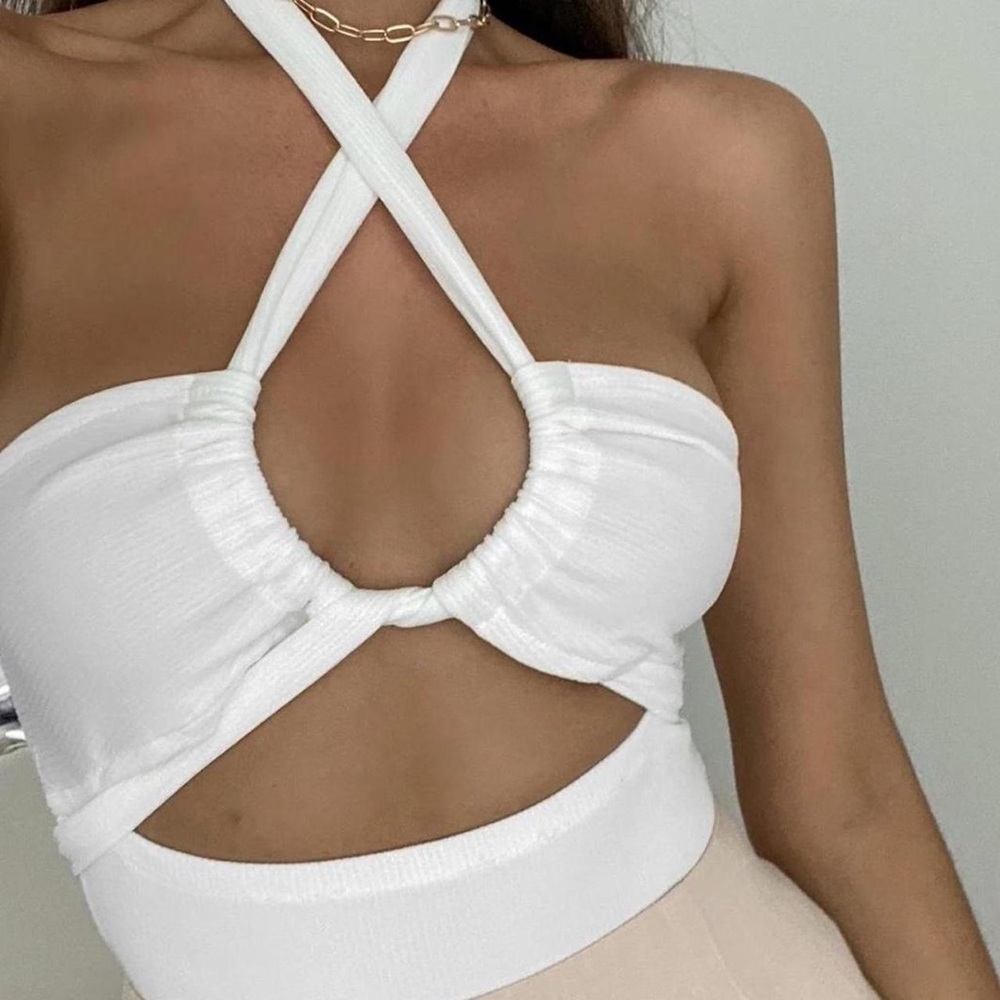 Princess Polly White Bodysuit Cut Out Ruched Backless